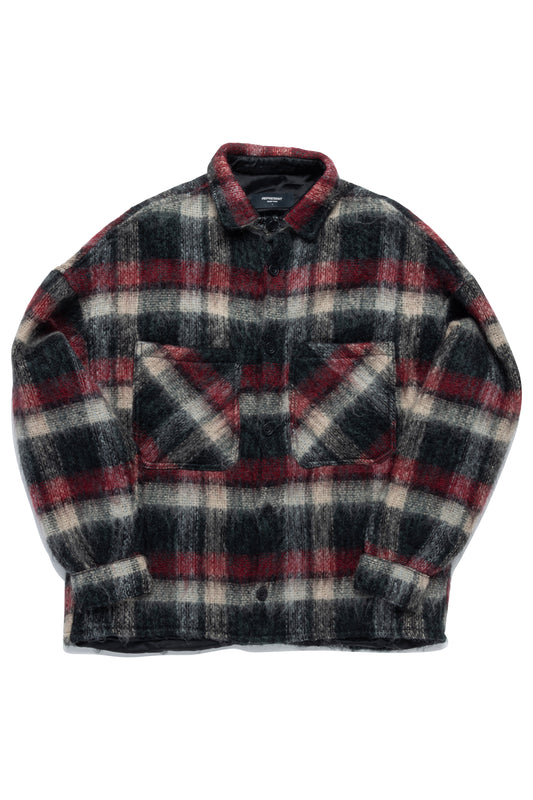 Represent 2017 Checked Brushed Mohair Blend Shirt in Red Gray