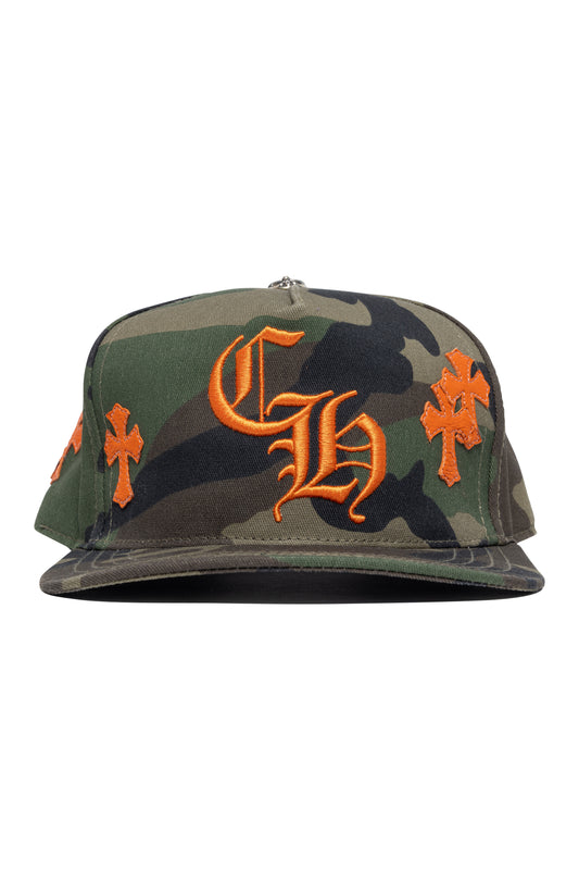 Chrome Hearts Cross Patch Baseball Hat Camouflage/Orange