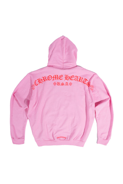 Chrome Hearts Pink & Red T-Bar Logo Hoodie
