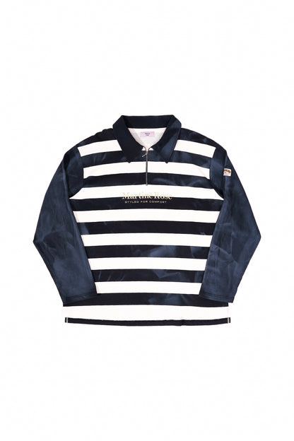 Martine Rose Oversized 1/4 Zip Striped Polo Sweatshirt