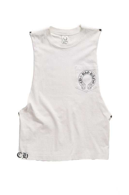 Chrome Hearts CH BIG BANG Horseshoe Logo Tank Top With Silver Studs