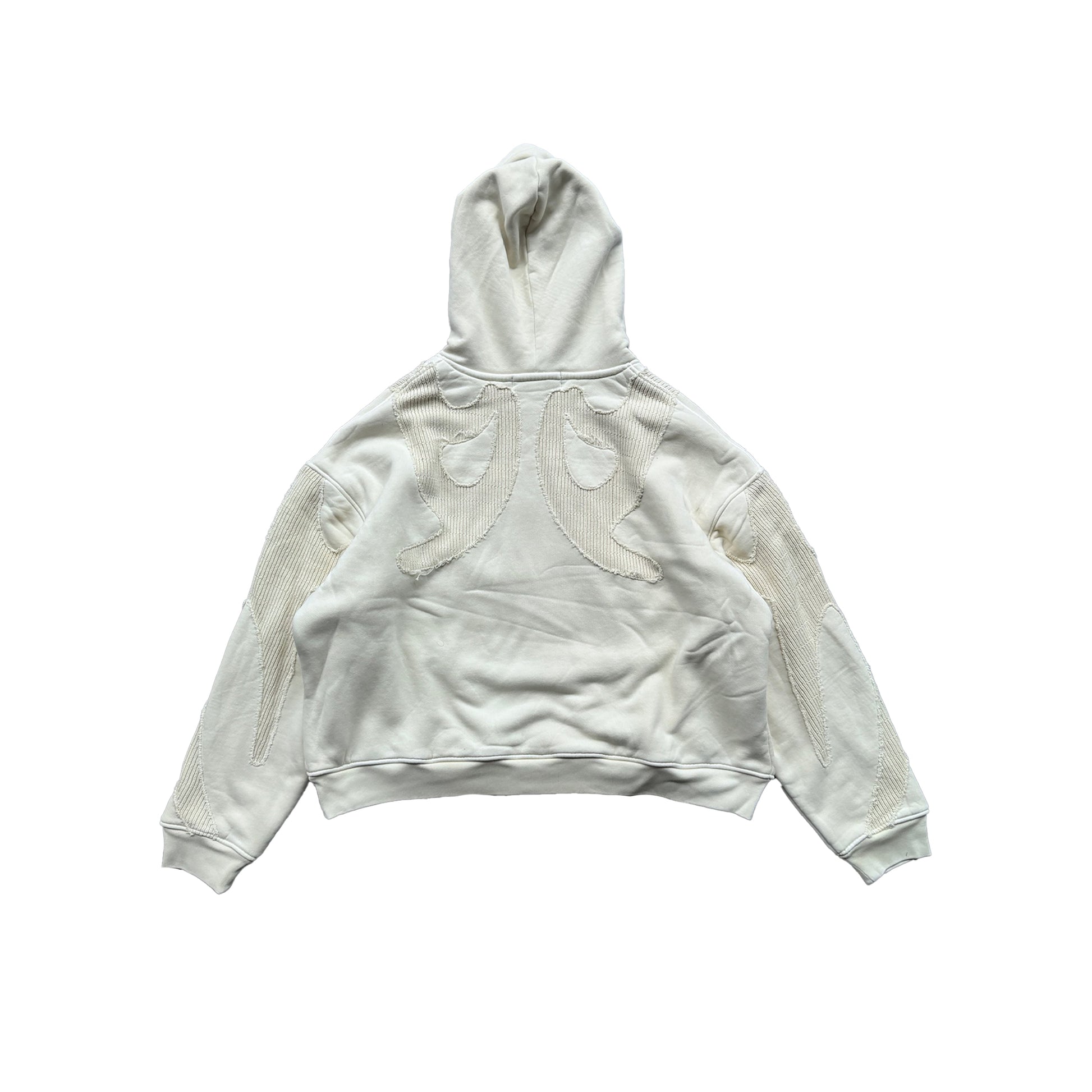 CEEC Heavy Texture Stitching Embroidered Hoodie in Ivory - Xia Office
