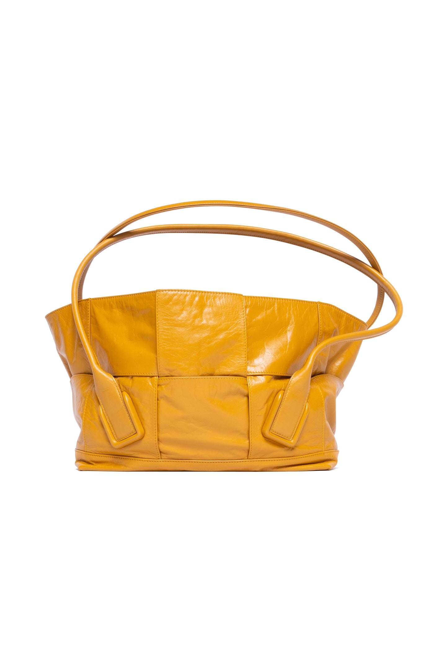 Bottega Veneta Paper Calfskin Small Intrecciato Medium Arco Slouch Yellow