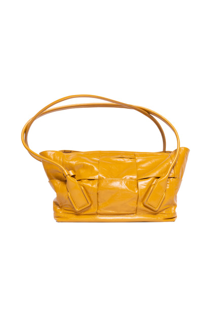 Bottega Veneta Paper Calfskin Small Intrecciato Medium Arco Slouch Yellow