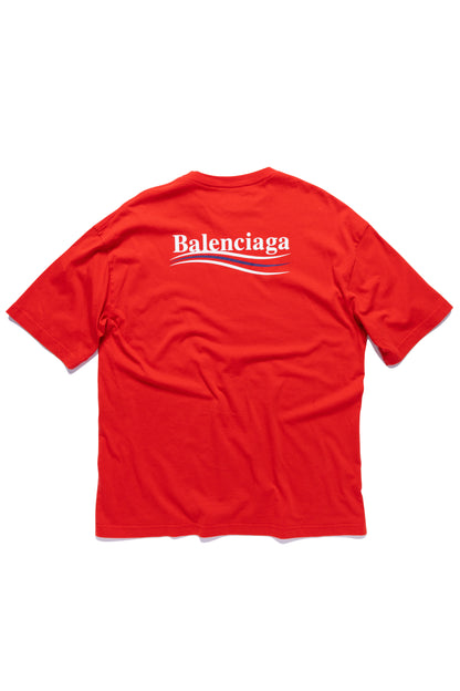 Balenciaga Red Political Logo Campaign Oversized T-shirt