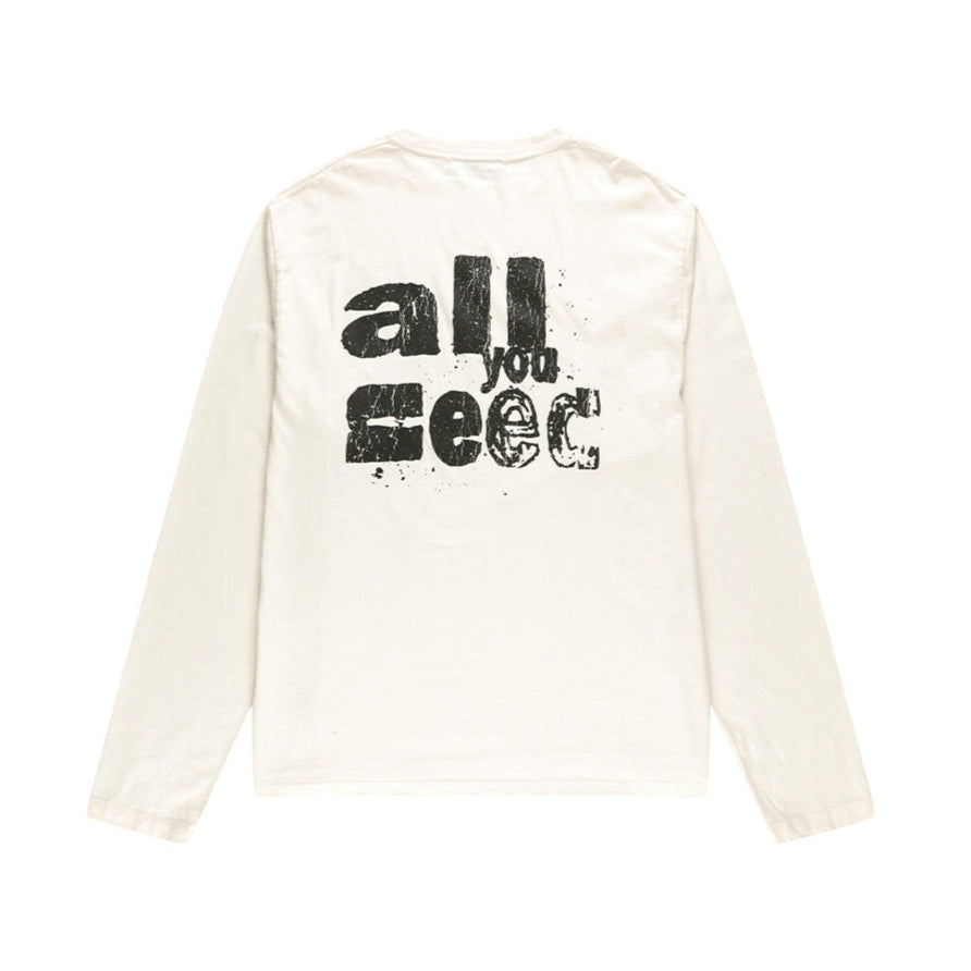 CEEC Retro Logo Print distressed Long-sleeved T-shirt in Vintage White - Xia Office